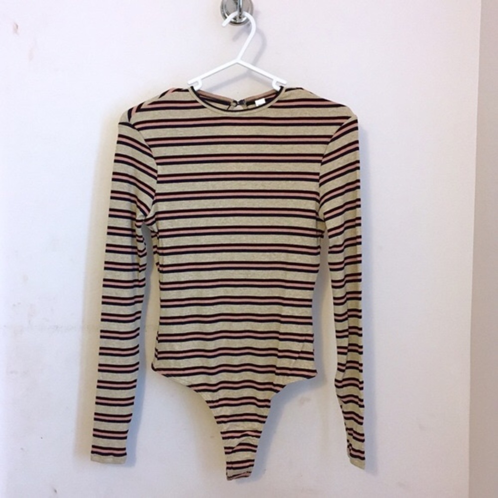 American Apparel striped rib keyhole bodysuit
